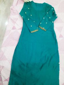 Teal Embroidered Kurta Set