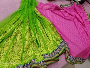Pink & Green Saree