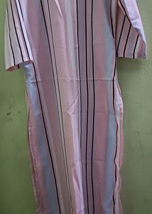 Women Striped Crepe Calf Length Straight Kurta Lig