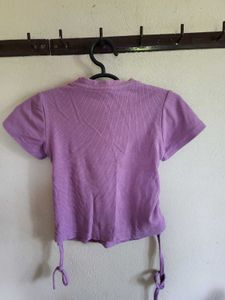 Purple Cutout Ribbed Tee