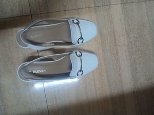 White Block Heel Loafers