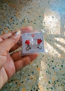 Red Tulip Stud Earrings