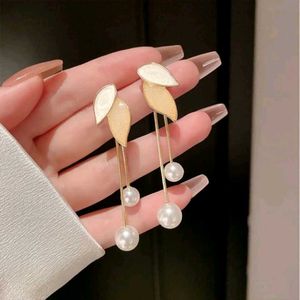 Pearl Leaf Drop Earrings