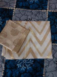 White Saree With Blouse Pis
