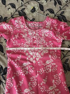 Pink Floral Print Kurti Set