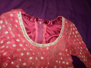 Beautiful Red and Gold Ethnic Dress for Girls