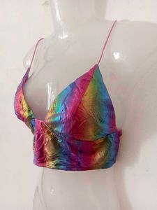 Iridescent Halter Crop Top