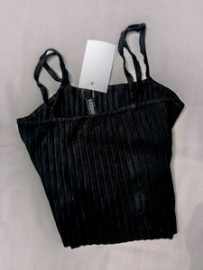 New With Tag H&amp;M Korean Ribbed Black Crop Top