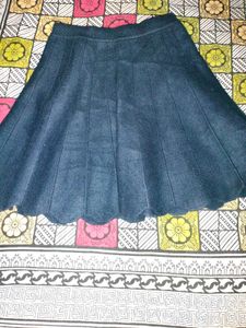 Denim Scalloped Mini Skirt