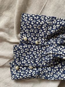 Navy Bloue Printed Off-Shoulder Top
