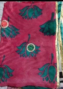 Elegant Red &amp; Green Saree