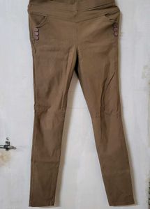 Brown Slim Fit Stretchable Pants