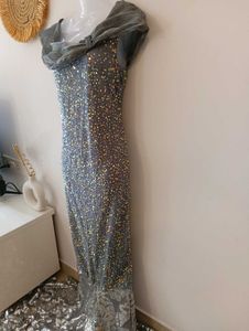 Tailor Made Silver Sequin Gown(Thailand Fabric)