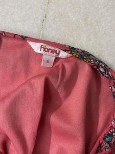 coral Printed Knee Length Casual Women Regular Fit