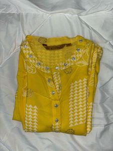 Yellow Avaasa Bandhani Print Kurti