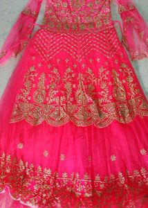 Elegant Pink Net Embroidered Party Gown for Women