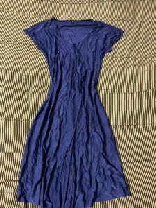 Blue V-Neck Midi Dress