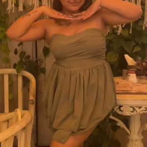 Olive Green Strapless Dress