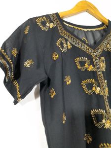 Black Chikankari Top(Womens)