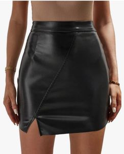 Black Leather Skirt With Slit 🎬
