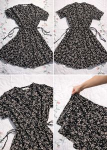 Floral Print Black Dress