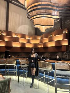 black mini leather dress