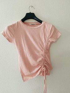 Pink Ruched T-Shirt