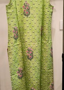 Lime Green Floral Print Kurti