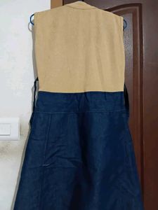Denim &amp; Beige Sleeveless Dress