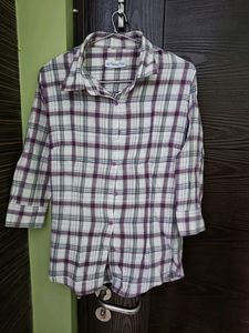 White Casual Check Print Shirt