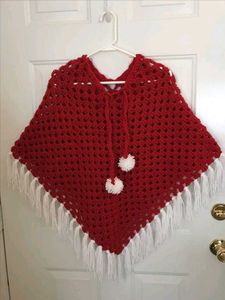 Red Crochet Poncho