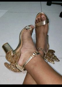 Moda-X Gold Butterfly Wing Heels
