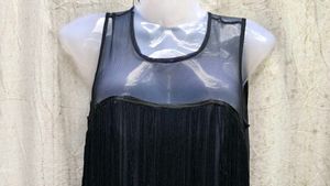 Black Sheer Fringe Dress