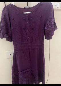 Purple Embellished Casual Dress