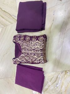 Purple &amp; Gold Embellished Nayra Dress