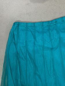 Teal Ethnic Skirt with Border and Dupatta
