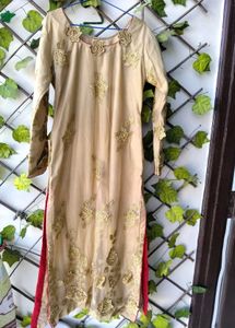 golden partywear kurta with churidar