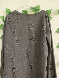 Full Sleeve Ribbed Grey Tshirt
