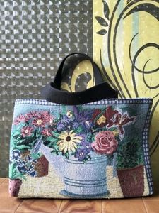 Vintage Floral Tapestry Tote Bag