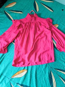 Hot Pink Ruffle Sleeve Top