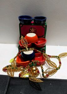 Festive Ceramic Diya Set Of 8