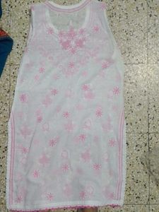 Pink & White Embroidered Kurta