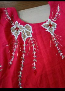 red cutdana work kurta