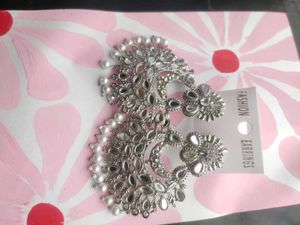 Silver Mirror & Pearl Earrings