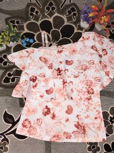 Floral One-Shoulder Ruffle Top