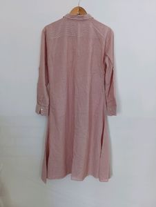 Pink And White Strips Casual Dress (Women)