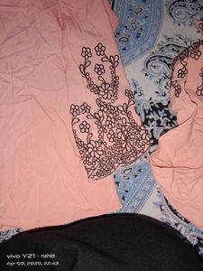 Peach Cord Set With Embroidery
