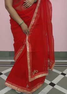 bright red saree with blouse