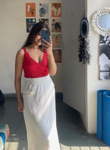 White Skirt With Golden Buttons