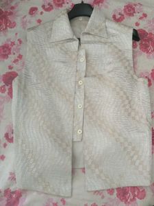 Brown Beaded Trim Blazer